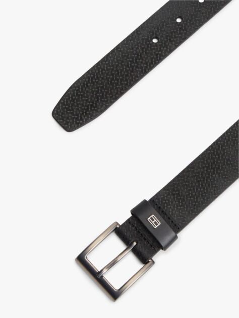 Black Flag Plaque Embossed Leather Belt  Men