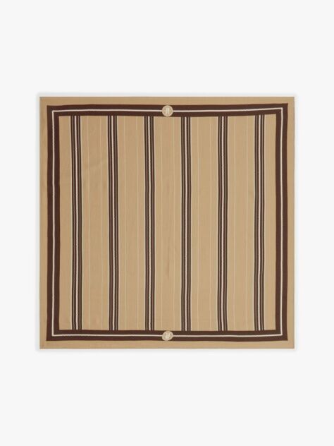 Beige Logo Pure Silk Lightweight Scarf  Men