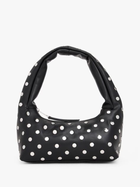 Black Metal Stud Shoulder Bag  Women