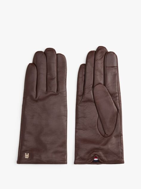 Brown Chic TH Monogram Plaque Leather Gloves  Women
