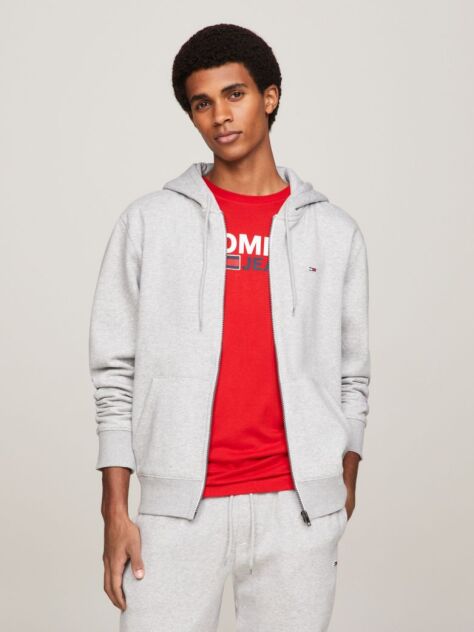 Grey Organic Cotton Fleece Zip-Thru Hoody  Men