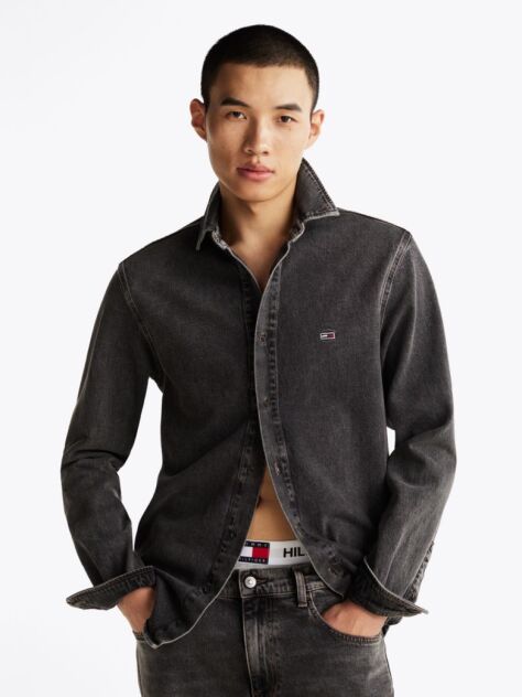Denim Regular Fit Faded Denim Overshirt  Men