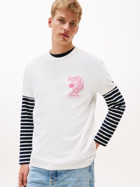 White Back Graphic Crew Neck T-Shirt  Men