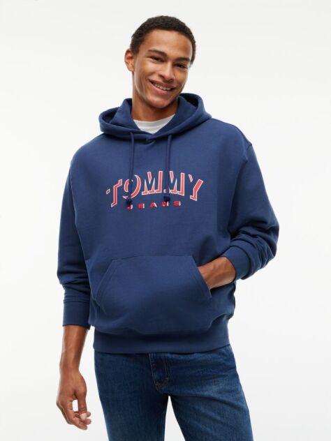 Blue Logo Relaxed Sueded Terry Hoody  Men