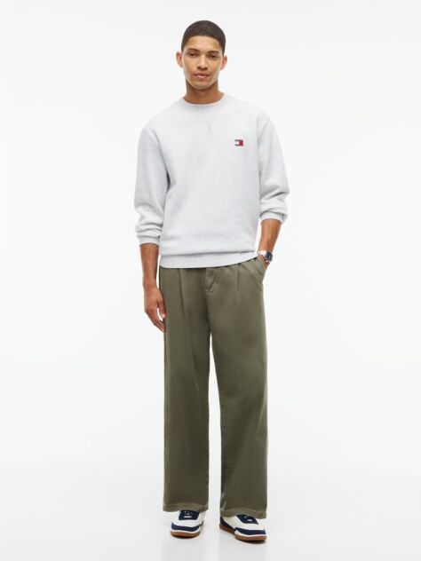 Grey Badge Fleece Crew Neck Sweatshirt  Men