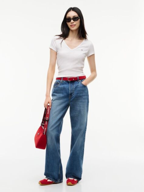White Essential V-Neck Slim Fit T-Shirt  Women