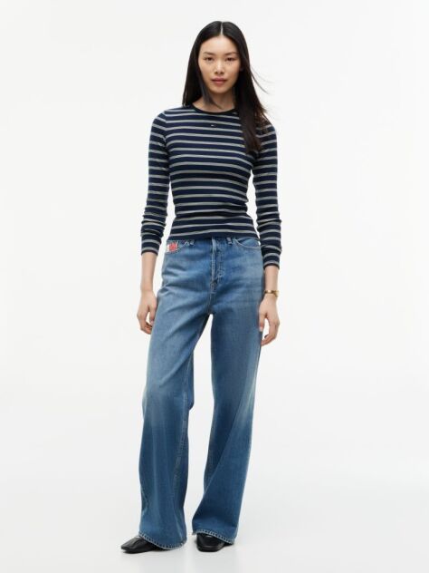 Multi Ribbed Slim Long Sleeve T-Shirt  Women