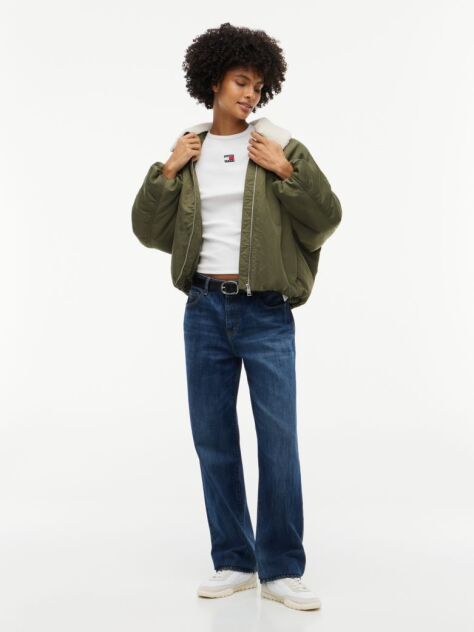 Beige Tommy Badge Ribbed Slim T-Shirt  Women