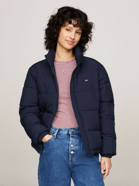 Blue High-Neck Zip-Thru Puffer Jacket  Women