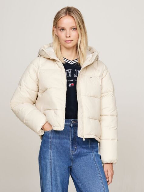 Beige Hooded Zip-Thru Puffer Jacket  Women