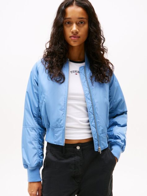 Blue Padded Water Repellent Bomber Jacket  Women