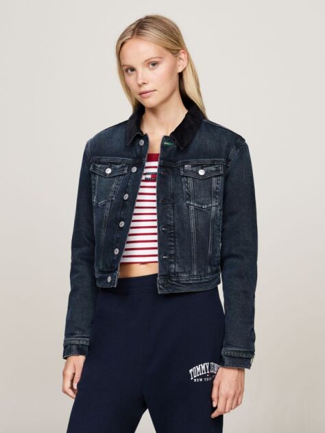 Denim Izzie Faded Padded Denim Trucker Jacket  Women