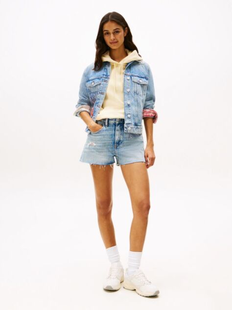 Denim Patchwork Slim Denim Shorts  Women