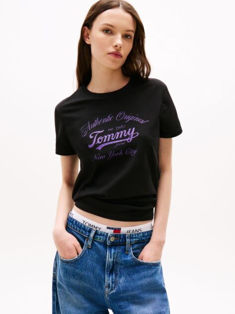 Black Regular Essential Logo Tee Extended  Women