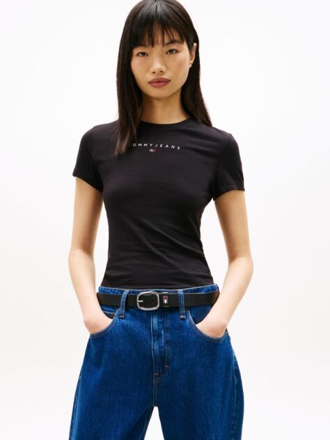 Black Slim Bling Linear Tee  Women