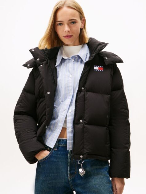 Black Down Hooded Alaska Puffer Jacket  Women