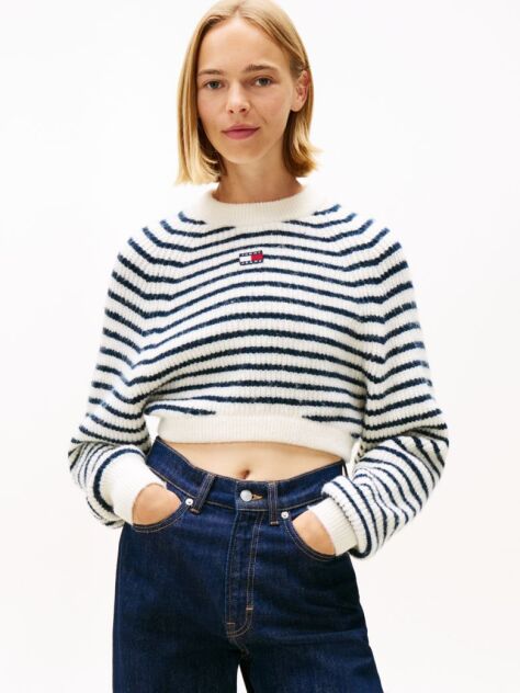 Multi Tommy Badge Boxy Jumper With Wool  Women