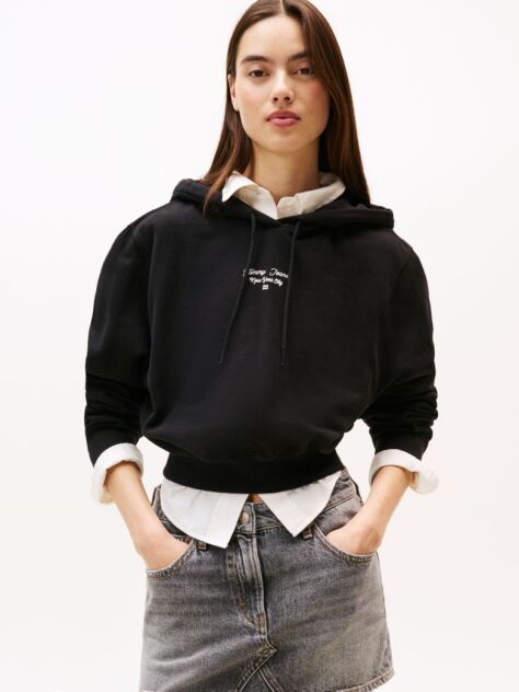 Black Essential Logo Hoodie  Women