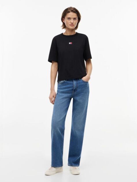Black Boxy Badge Tee  Women