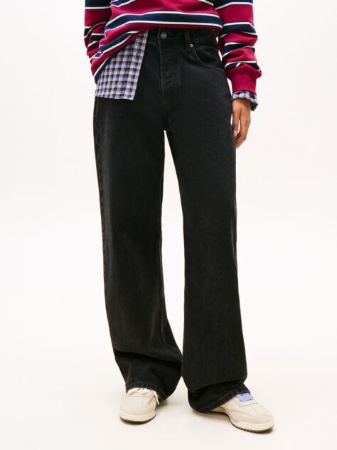 Denim Mia Mid Rise Relaxed Straight Leg Black Jeans  Women