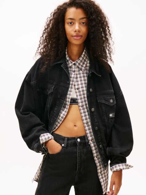 Denim Back Logo Oversized Denim Trucker Jacket  Women