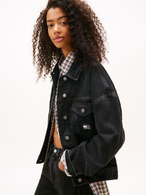 Denim Back Logo Oversized Denim Trucker Jacket  Women