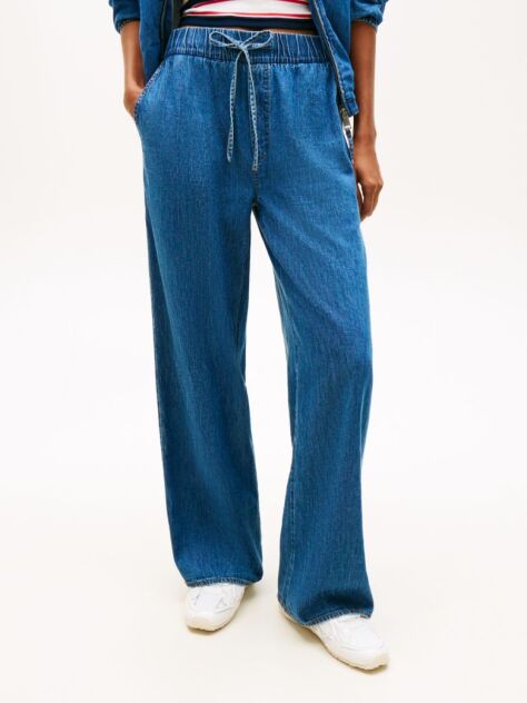 Denim Chambray Denim Loose Drawstring Trousers  Women