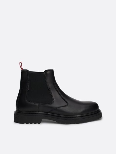 Black Leather Cleat Signature Chelsea Boots  Men