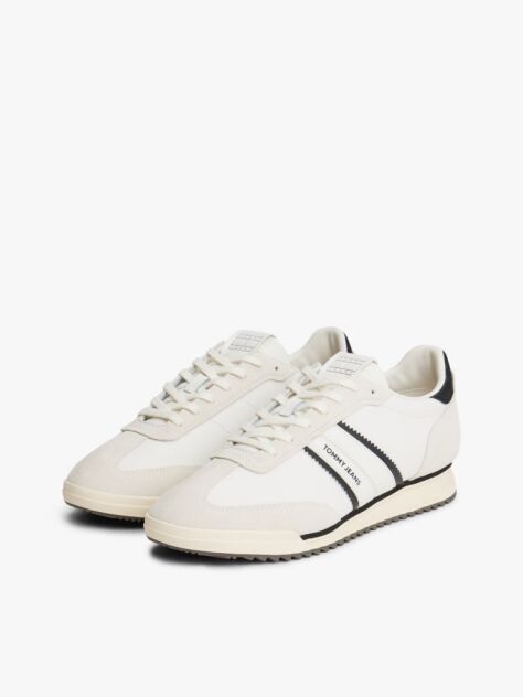Beige Retro Serrated Trainers With Leather  Men