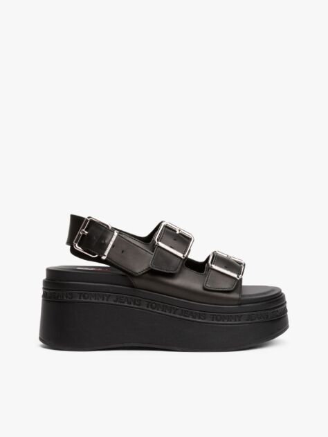 Black Leather Platform Sandals  Women