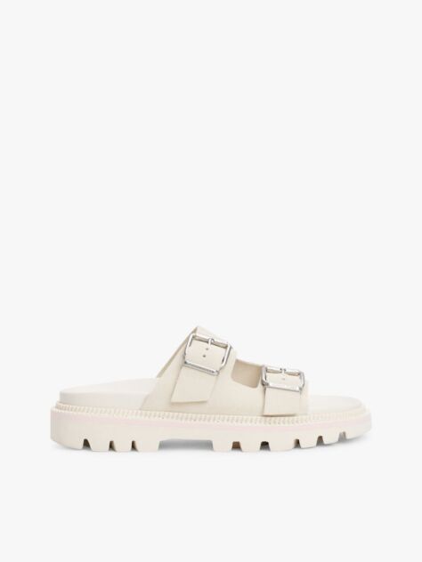 White Suede Double Strap Cleat Sandals  Women