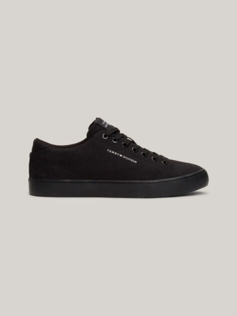 Black Essential Canvas Lace-Up Trainers  Men