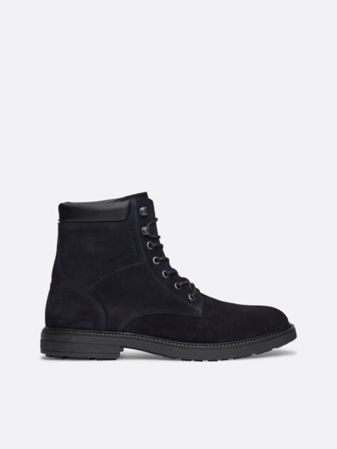 Blue Suede Lace-Up Mid Boots  Men