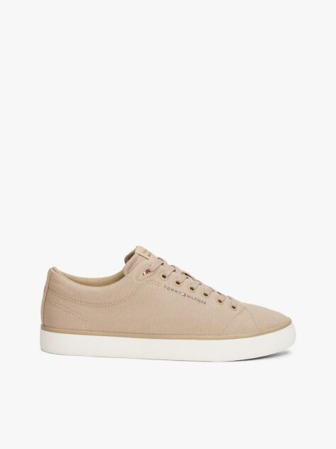 Beige Logo Patch Trainers  Men