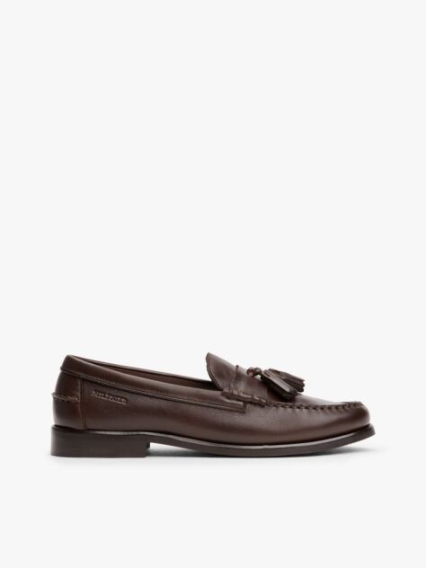 Brown Leather Tassel Loafers  Men