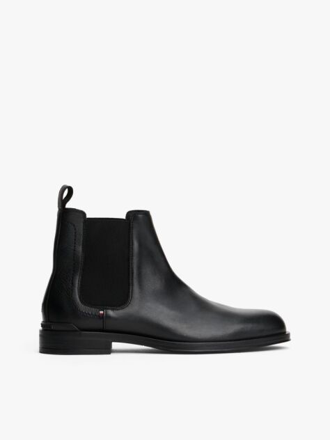 Black Leather Chelsea Boots  Men