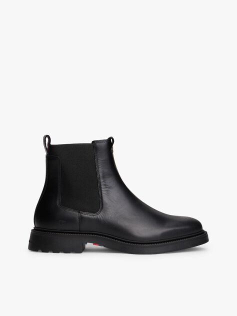 Black Lightweight Leather Chelsea Boots  Men