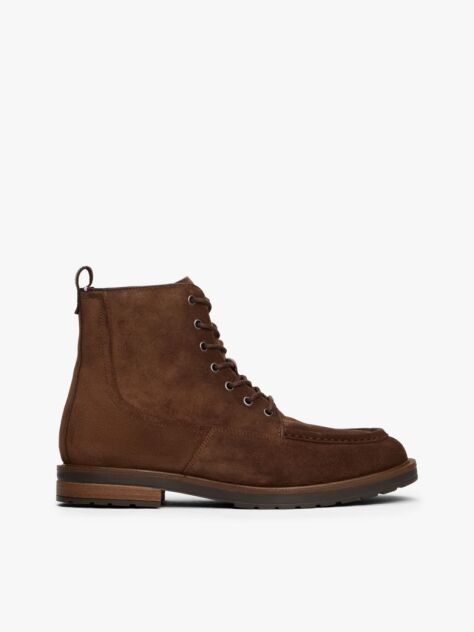 Brown Cleat Suede Moc Toe Boots  Men