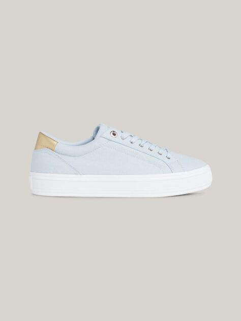 Blue Metallic Heel Canvas Trainers  Women