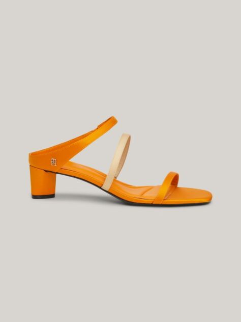 Yellow Satin Strap Mid-Heel Sandals  Women