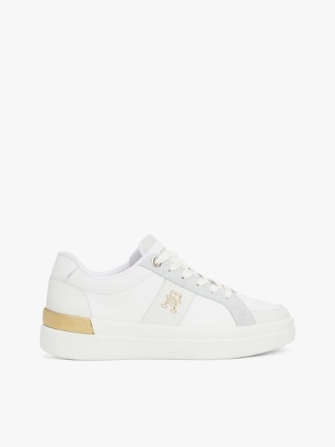 White Leather Court Trainers  Women