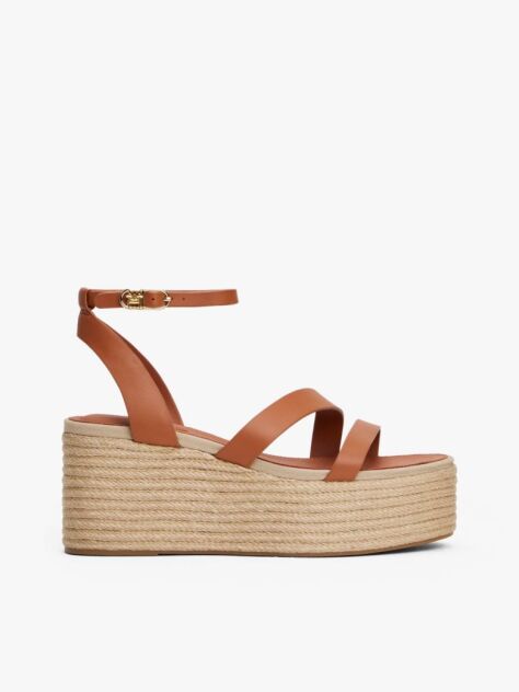 Brown Leather Platform Espadrilles  Women