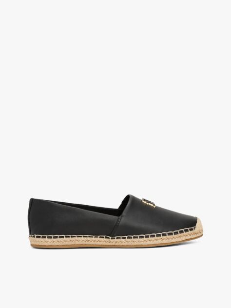 Black Leather Espadrilles  Women
