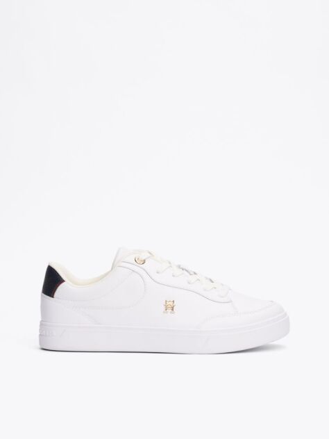 White Essential Leather Court Trainers  Women