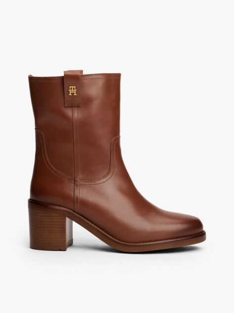 Brown Leather Block Heel Riding Boots  Women
