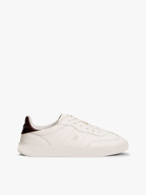 White Heritage Shiny Leather Trainers  Women