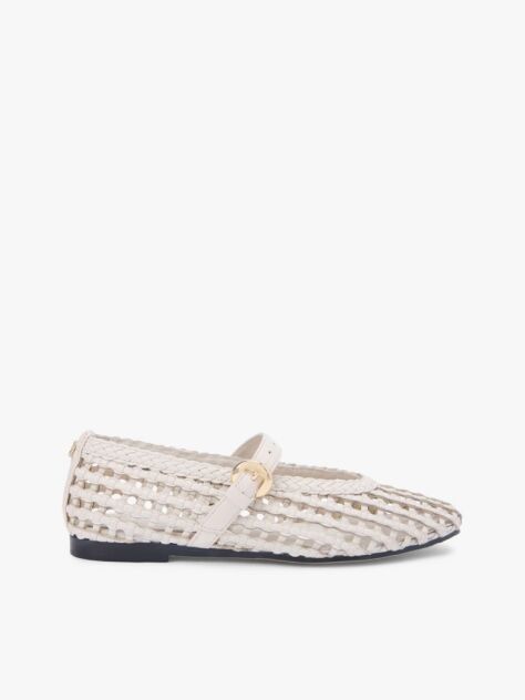 Beige Woven Mary Jane Ballerinas  Women