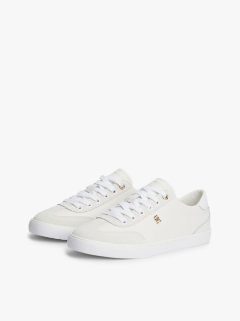 White Leather TH Monogram Vulcanised Trainers  Women