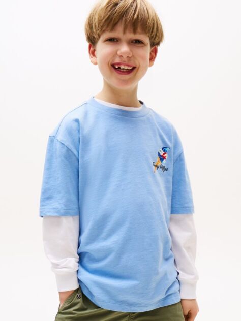 Blue Back Graphic Textured T-Shirt  Boys