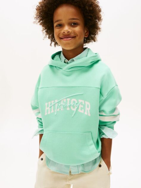 Green Mixed Logo Graphic Hoody  Boys